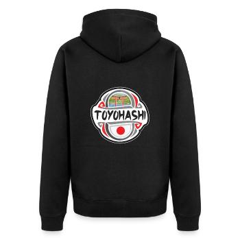 Toyohashi Japan Flagge Abzeichen Reise Souvenir Stempel - Unisex Premium Bio Zip Hoodie - Schwarz - Hinten - Nico (187cm)