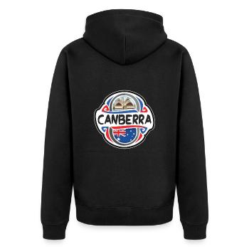 Canberra Australien Flagge Reise Souvenir Abzeichen Stam - Unisex Premium Bio Zip Hoodie - Schwarz - Hinten - Nico (187cm)