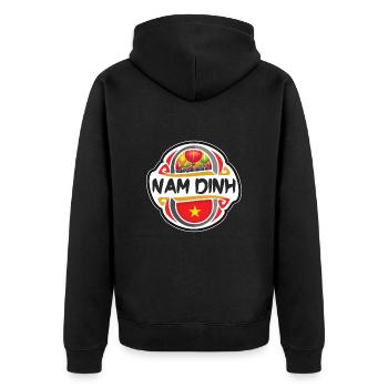 Nam Dinh Vietnam Drapeau Badge Voyage Souvenir Timbre - Veste à capuche bio Premium Unisexe - noir - Dos - Nico (187cm)