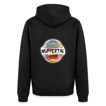 Wuppertal Deutschland Flaggenabzeichen Reisestempel - Unisex Premium Bio Zip Hoodie - Schwarz - Hinten - Nico (187cm)