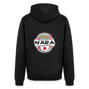 Nara Japan Flagge Abzeichen Reise Souvenir Stempel - Unisex Premium Bio Zip Hoodie - Schwarz - Hinten - Nico (187cm)