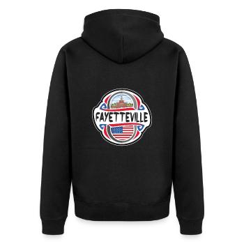 Fayetteville USA Drapeau des États-Unis Voyage Souveni - Veste à capuche bio Premium Unisexe - noir - Dos - Nico (187cm)