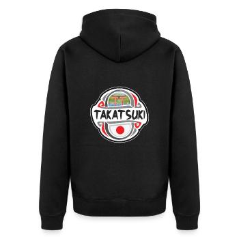 Takatsuki Japan Flag Badge Travel Souvenir Stamp - Unisex Premium Organic Zip Hoodie - black - Back - Nico (187cm)