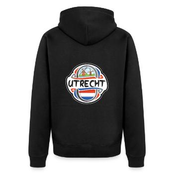 Utrecht Netherlands Flag Travel Souvenir Badge Sta - Unisex Premium Organic Zip Hoodie - black - Back - Nico (187cm)
