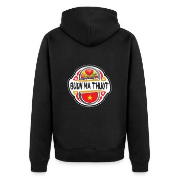 Buon Ma Thuot Vietnam Flagge Reise Souvenir Abzeichen S - Unisex Premium Bio Zip Hoodie - Schwarz - Hinten - Nico (187cm)