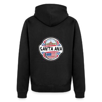 Santa Ana USA Flagge Reisesouvenir B - Unisex Premium Bio Zip Hoodie - Schwarz - Hinten - Nico (187cm)