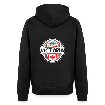 Insigne du drapeau du Canada Victoria Timbre souvenir de voyage - Veste à capuche bio Premium Unisexe - noir - Dos - Nico (187cm)