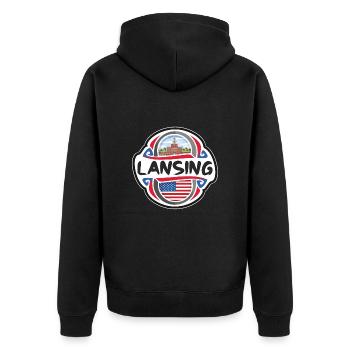 Lansing USA Drapeau des États-Unis Souvenir de voyage Mauvais - Veste à capuche bio Premium Unisexe - noir - Dos - Nico (187cm)