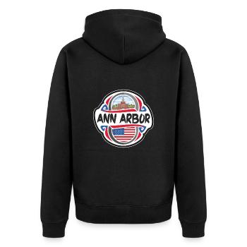 Ann Arbor USA United States Flag Travel Souvenir B - Unisex Premium Organic Zip Hoodie - black - Back - Nico (187cm)