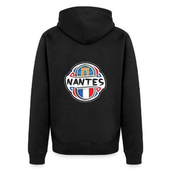 Nantes France Drapeau Badge Voyage Souvenir Timbre - Veste à capuche bio Premium Unisexe - noir - Dos - Nico (187cm)