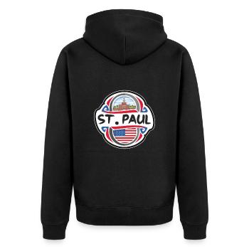 St. Paul USA Drapeau des États-Unis Souvenir de voyage Ba - Veste à capuche bio Premium Unisexe - noir - Dos - Nico (187cm)