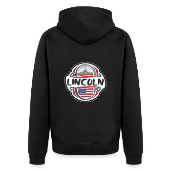 Lincoln USA Drapeau des États-Unis Souvenir de voyage Bad - Veste à capuche bio Premium Unisexe - noir - Dos - Nico (187cm)