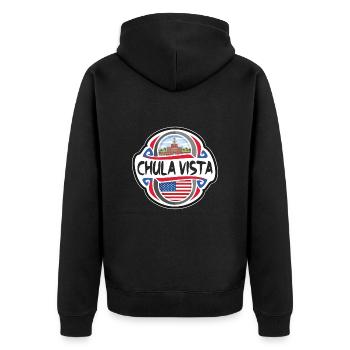 Chula Vista USA Vereinigte Staaten Flagge Reisesouvenir - Unisex Premium Bio Zip Hoodie - Schwarz - Hinten - Nico (187cm)
