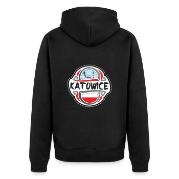 Katowice Pologne Drapeau Badge Voyage Souvenir Timbre - Veste à capuche bio Premium Unisexe - noir - Dos - Nico (187cm)