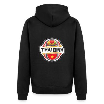 Thai Binh Vietnam Flag Badge Souvenir de Voyage Timbre Souvenir - Veste à capuche bio Premium Unisexe - noir - Dos - Nico (187cm)