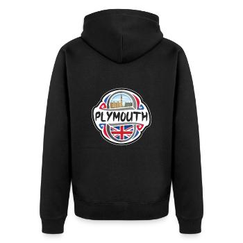 Plymouth Royaume-Uni Royaume-Uni Drapeau Voyage Souvenir Ba - Veste à capuche bio Premium Unisexe - noir - Dos - Nico (187cm)