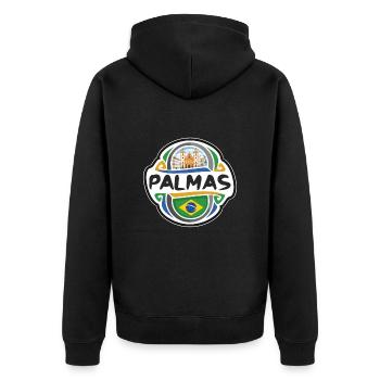 Palmas Brazil Flag Badge Travel Souvenir Stamp - Unisex Premium Organic Zip Hoodie - black - Back - Nico (187cm)