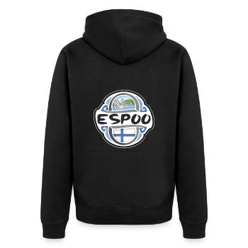 Espoo Finnland Flagge Abzeichen Reise Souvenir Briefmarke - Unisex Premium Bio Zip Hoodie - Schwarz - Hinten - Nico (187cm)