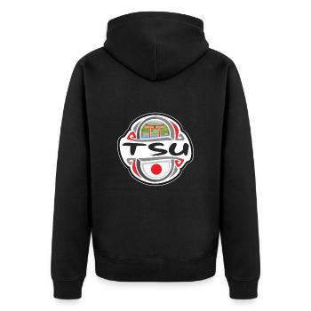Tsu Japon Flag Badge Souvenir de Voyage - Veste à capuche bio Premium Unisexe - noir - Dos - Nico (187cm)
