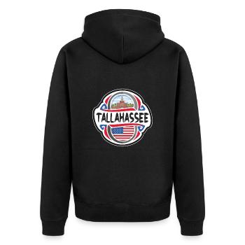 Tallahassee USA Flagge Reisesouvenir - Unisex Premium Bio Zip Hoodie - Schwarz - Hinten - Nico (187cm)