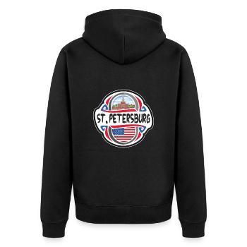 St. Petersburg Vereinigte Staaten Flagge Reise Souve - Unisex Premium Bio Zip Hoodie - Schwarz - Hinten - Nico (187cm)