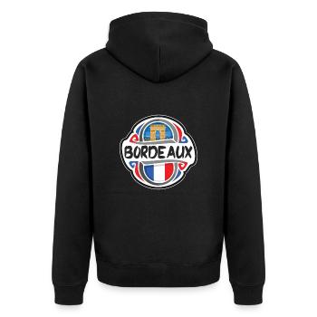 Bordeaux France Drapeau Badge Souvenir de Voyage Timbre Souvenir - Veste à capuche bio Premium Unisexe - noir - Dos - Nico (187cm)