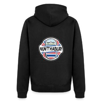 Nonthaburi Thailand Flag Travel Souvenir Badge Sta - Unisex Premium Organic Zip Hoodie - black - Back - Nico (187cm)