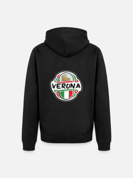 Vérone Italie Drapeau Badge Voyage Souvenir Timbre - Veste à capuche bio Premium Unisexe - noir