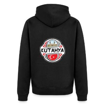 Kutahya Turquie Drapeau Badge Voyage Souvenir Timbre - Veste à capuche bio Premium Unisexe - noir - Dos - Nico (187cm)