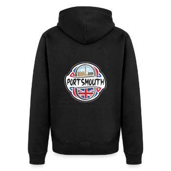 Portsmouth Royaume-Uni Drapeau du Royaume-Uni Souvenir de voyage - Veste à capuche bio Premium Unisexe - noir - Dos - Nico (187cm)