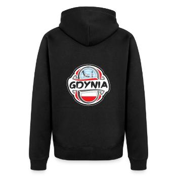 Gdynia Pologne Drapeau Badge Voyage Souvenir Timbre - Veste à capuche bio Premium Unisexe - noir - Dos - Nico (187cm)