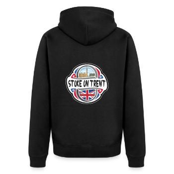 Stoke on Trent Royaume-Uni Drapeau du Royaume-Uni Voyage Souve - Veste à capuche bio Premium Unisexe - noir - Dos - Nico (187cm)