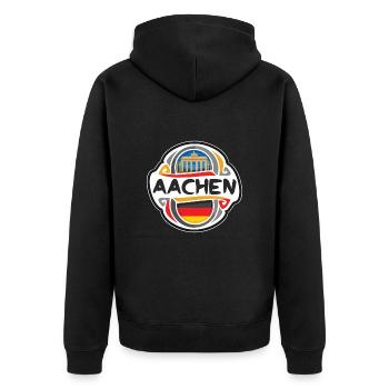 Aachen Germany Flag Badge Travel Souvenir Stamp - Unisex Premium Organic Zip Hoodie - black - Back - Nico (187cm)
