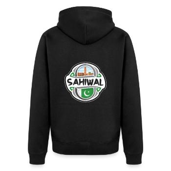 Sahiwal Pakistan Flag Badge Souvenir de Voyage Timbre - Veste à capuche bio Premium Unisexe - noir - Dos - Nico (187cm)
