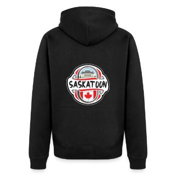 Saskatoon Canada Flag Badge Souvenir de voyage - Veste à capuche bio Premium Unisexe - noir - Dos - Nico (187cm)