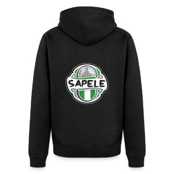 Sapele Nigeria Flag Badge Souvenir de Voyage - Veste à capuche bio Premium Unisexe - noir - Dos - Nico (187cm)