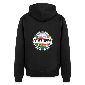 Centurion Afrique du Sud Drapeau Voyage Souvenir Badge - Veste à capuche bio Premium Unisexe - noir - Dos - Nico (187cm)