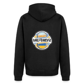 Ivano Frankivsk Drapeau de l’Ukraine Souvenir Badge de voyage - Veste à capuche bio Premium Unisexe - noir - Dos - Nico (187cm)