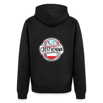 Czestochowa Polen Flagge Reise Souvenir Abzeichen Stam - Unisex Premium Bio Zip Hoodie - Schwarz - Hinten - Nico (187cm)