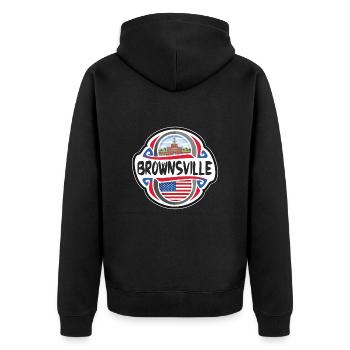 Brownsville USA Drapeau des États-Unis Souvenir de voyage - Veste à capuche bio Premium Unisexe - noir - Dos - Nico (187cm)
