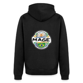 Mage Brazil Flag Badge Travel Souvenir Stamp - Unisex Premium Organic Zip Hoodie - black - Back - Nico (187cm)