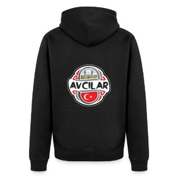 Avcilar Turquie Drapeau Badge Souvenir de Voyage Timbre Souvenir - Veste à capuche bio Premium Unisexe - noir - Dos - Nico (187cm)