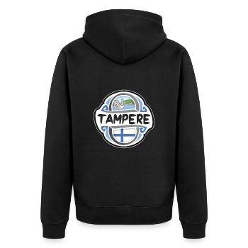 Tampere Finnland Flagge Abzeichen Reise Souvenir Briefmarke - Unisex Premium Bio Zip Hoodie - Schwarz - Hinten - Nico (187cm)