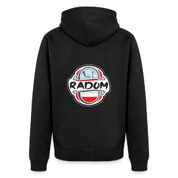 Radom Poland Flag Badge Travel Souvenir Stamp - Unisex Premium Organic Zip Hoodie - black - Back - Nico (187cm)