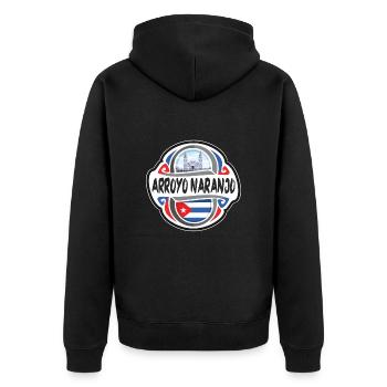 Arroyo Naranjo Cuba Flag Travel Souvenir Badge Sta - Unisex Premium Organic Zip Hoodie - black - Back - Nico (187cm)