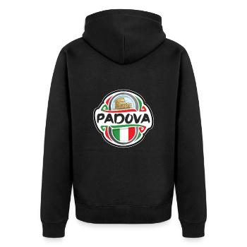 Padova Italy Flag Badge Travel Souvenir Stamp - Unisex Premium Organic Zip Hoodie - black - Back - Nico (187cm)