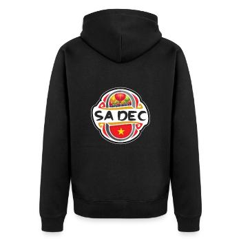 Sa Dec Vietnam Flag Badge Travel Souvenir Stamp - Unisex Premium Organic Zip Hoodie - black - Back - Nico (187cm)