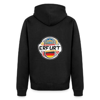 Erfurt Germany Flag Badge Travel Souvenir Stamp - Unisex Premium Organic Zip Hoodie - black - Back - Nico (187cm)