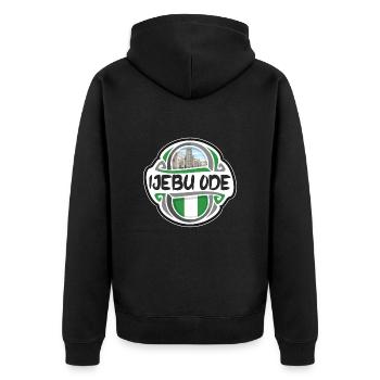 Ijebu Ode Nigeria Flag Badge Travel Souvenir Stamp - Unisex Premium Organic Zip Hoodie - black - Back - Nico (187cm)