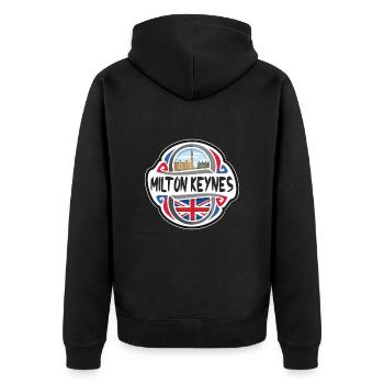 Milton Keynes UK United Kingdom Flag Travel Souven - Unisex Premium Organic Zip Hoodie - black - Back - Nico (187cm)
